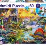 Puzzle dinozauri 60 piese cu cadou figurine – SCHMIDT