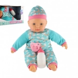 Păpușă bebeluș 40 cm cu corp moale, biberoan și suzetă