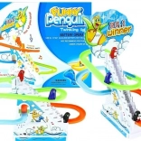 Pinguini pe scări mobile cu lumină și melodii