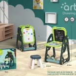 Tablă multifuncțională pentru copii 3+ magnetică + de cretă + scăunel + rechizite