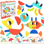 WOOPIE GREEN puzzle Montessori din lemn – 40 modele, 55 piese, certificare FSC
