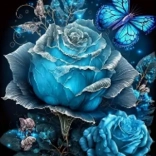 Pictură cu diamante Trandafir albastru 30x40 cm