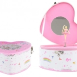 Cutie muzicală pentru bijuterii cu balerină – inimă, roz