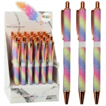 Stilou automat metalic sclipitor cu cerneală albastră 1,0 mm