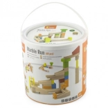 set pistă de bile din lemn 49 piese în găleată viga