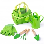 Set de grădinărit pentru copii în geantă din pânză BIGJIGS TOYS – verde
