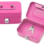 Căsuță de bani din metal cu încuietoare – roz, 2 chei
