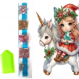 pictură cu diamante pe pânză elf de Crăciun 23 × 30 cm