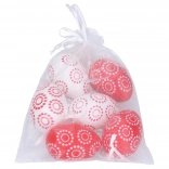 Ouă decorative din plastic, roșu și alb 4x6 cm