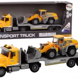 Camion galben cu excavator, lumini și sunete