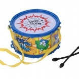 Tobă din plastic pentru copii cu curea și bețe 16 × 9 cm