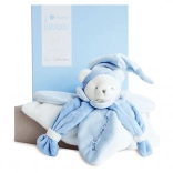 Set cadou Doudou – păturică de pluș albastră cu ursuleț 24 cm