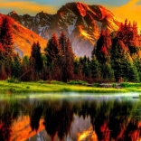 Pictură cu diamante Apus de soare la lac 30x40 cm