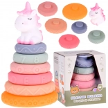 Jucărie de stivuire colorată Unicorn cu inele din spumă