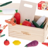 legume magnetice din lemn pentru tăiat, în lădiță, cu accesorii