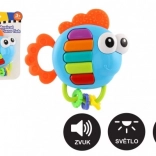 Zornăitoare muzicală și jucărie de dentiție peștișor cu lumină și sunet, 14 × 14 cm, de la 3 luni
