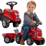 FALK tractor pentru copii BABY MASSEY FERGUSON cu remorcă și accesorii, roșu