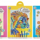 Set creativ de colorat după numere – leu, 23 × 30,5 cm, 8 creioane colorate