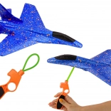 Avion din spumă cu catapultă albastră