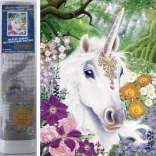 Pictură cu diamante Unicorn în flori 30 × 40 cm