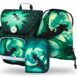 Set școlar BAAGL Ergo Drak: ghiozdan, penar, săculeț