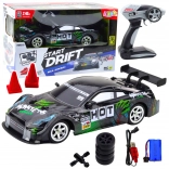 Mașină de curse RC pentru drift negru-verde 30 km/h 1:16