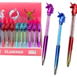 Pix cu bilă cu unicorn, pietricele sclipitoare, mină albastră 0,7 mm