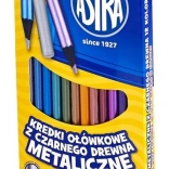 Astra creioane colorate metalice 12 buc cu ascuțitoare