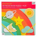 Petit Collage puzzle din lemn rezistent – Curcubeu