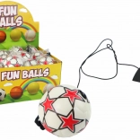Minge de fotbal pe elastic yo-yo 6 cm – albă cu steluțe