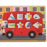 Bigjigs Toys puzzle de încastrat – autobuz cu animale
