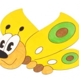 Decorațiune din lemn de mărime medie, fluture galben