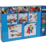 Set de construcție PLUS-PLUS Mini Mix 600 piese (basic/neon) + 2 plăci de bază