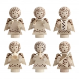 Detoa ornamente de Crăciun îngerași din lemn, set 6 buc