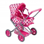 cărucior pentru păpuși 3 în 1 roz cu buline