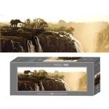 Puzzle panoramic cu elefant la Cascada Victoria 1000 piese