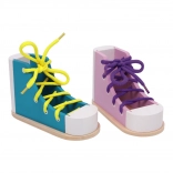 Small Foot set de joc Leagă-ți șireturile – pantofi din lemn, 2 buc.