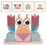Puzzle din lemn cu crab TOOKY TOY – blocuri pastelate de stivuire