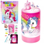 set creativ unicorn în borcan – lampă de noapte LED cu telecomandă și autocolante diamant
