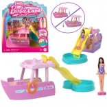 Mini barcă cu tobogan și piscină MINI BARBIE LAND de la Mattel