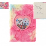 caiet plușat curcubeu cu unicorn, mix de modele