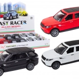 Mașină metalică 1:36 cu mecanism de inerție – negru, alb, roșu