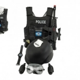 Set de poliție – pistol și cască cu accesorii, plastic 38 cm