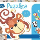 Educa baby puzzle Animale sălbatice 5în1 (3–5 piese)