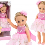 Rochie roz pentru păpuși Perie lungă pentru păr 38 cm