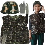 Costum militar pentru copii cu cască pentru copii 3-8 ani