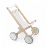 Cărucior pentru păpuși din lemn – lemn natural, șezut textil