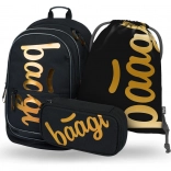 SET 3 bucăți BAAGL Core Metallic Bronze: rucsac, penar, săculeț