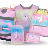Baagl set Zippy Plus Rainbow Unicorn: ghiozdan, penar, saculet, sort, portofel