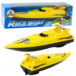 Barcă cu motor galbenă propulsată de baterie